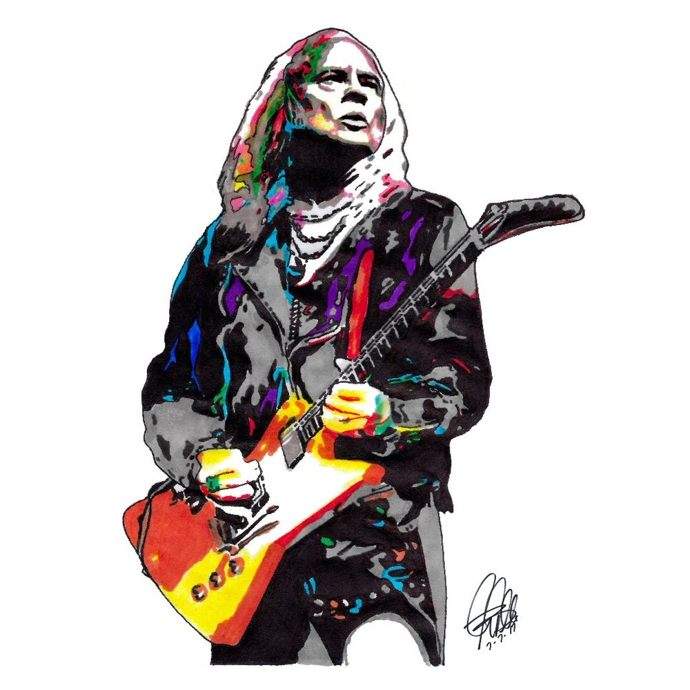 Rickey Medlocke Lynyrd Skynyrd Guitar Rock Poster Print Wall Art 18x24